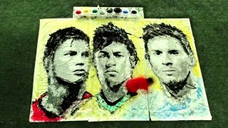 World Cup 2014 Art - Ronaldo, Neymar and Messi Portraits by Red Hongyi