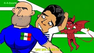 SUAREZ BITE on Chiellini - Italy v Uruguay by 442oons 0-1 (World Cup Cartoon 24.6.14)