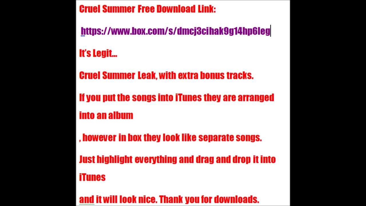 cruel summer leak free download