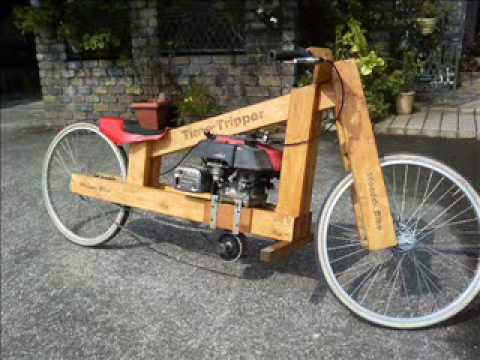 Homemade Wooden motorcycle second test run - YouTube