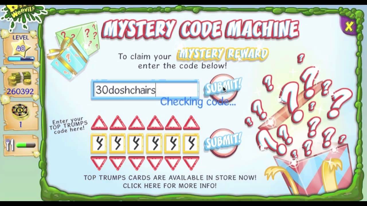 Bin weevils pet codes list