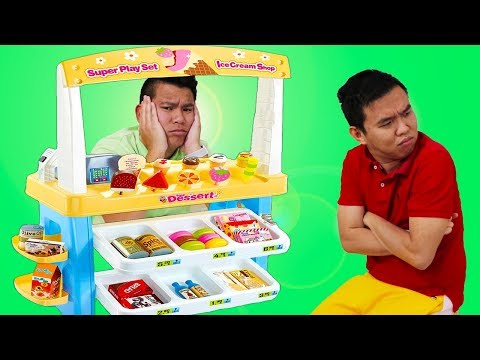 Funny Uncles & Auntie Pretend Play w/ Ice Cream Shop Kids Toys