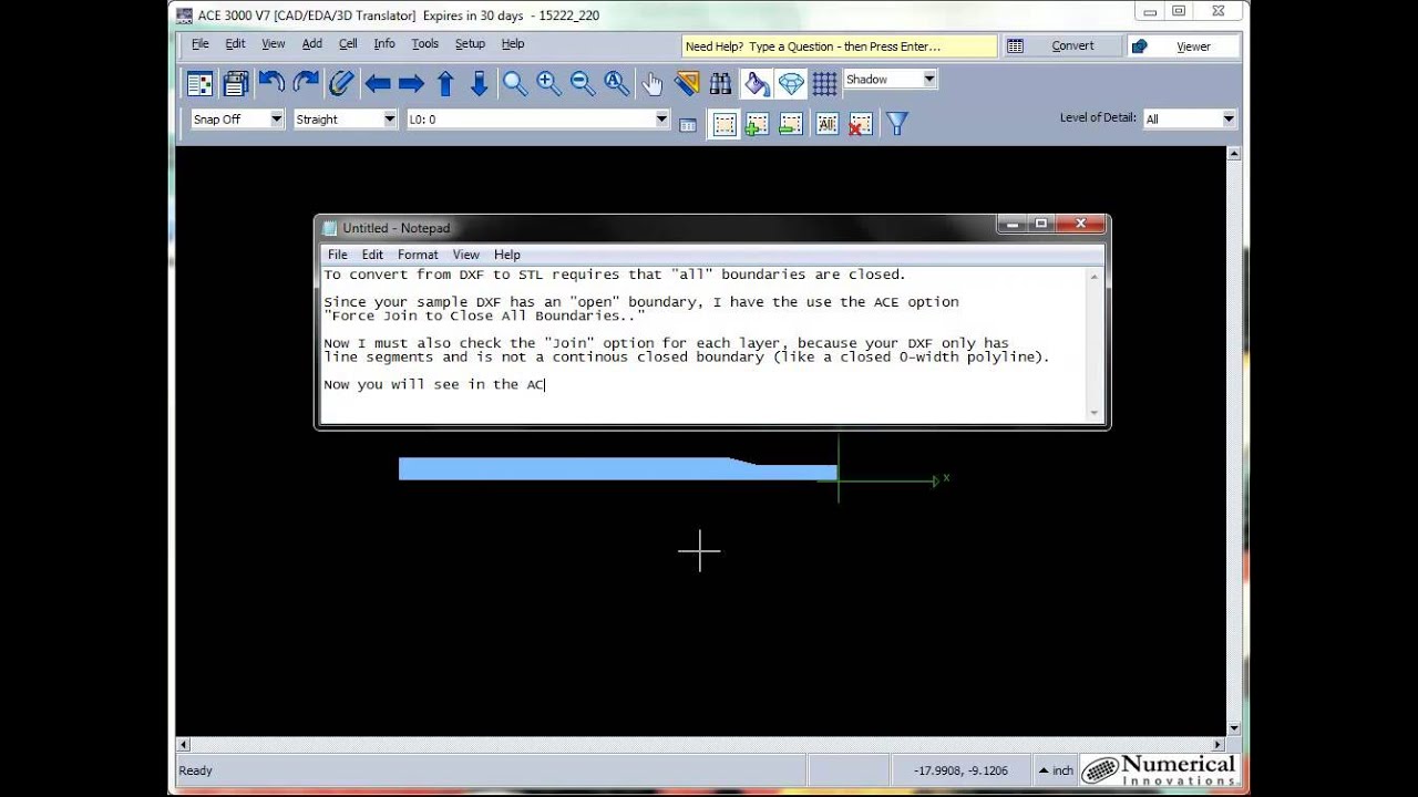 Convert DXF to STL - YouTube