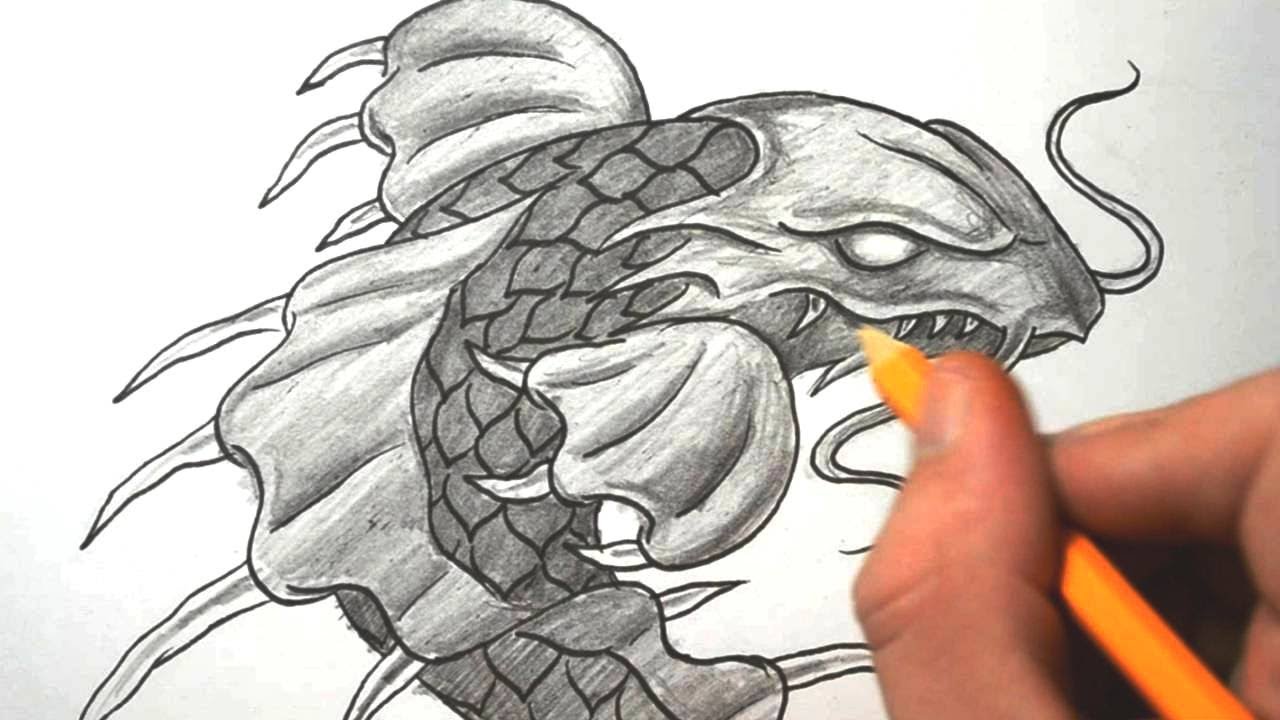 How to Draw a Dragon Koi Fish - Quick Sketch - YouTube