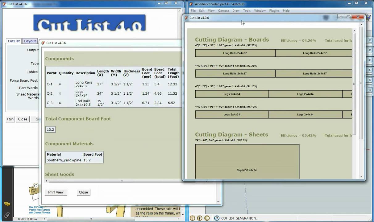 cutlist plugin for sketchup