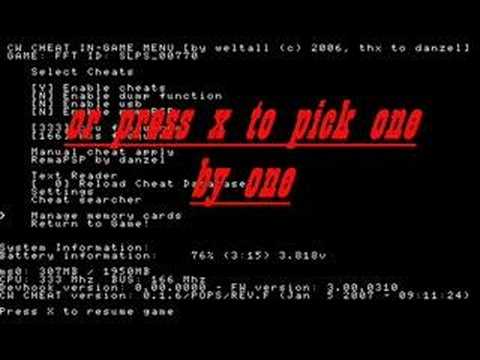 cwcheats for psp