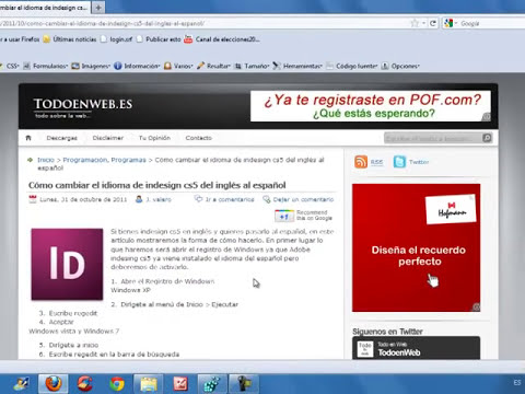 ... cambiar el idioma de indesign cs5 del inglés al español - YouTube