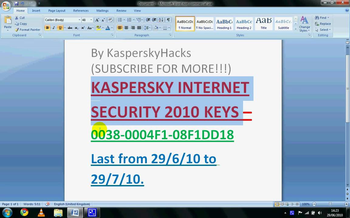 Kaspersky product key free