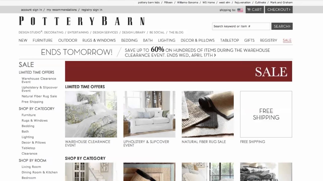 Coupon codes for pottery barn shipping