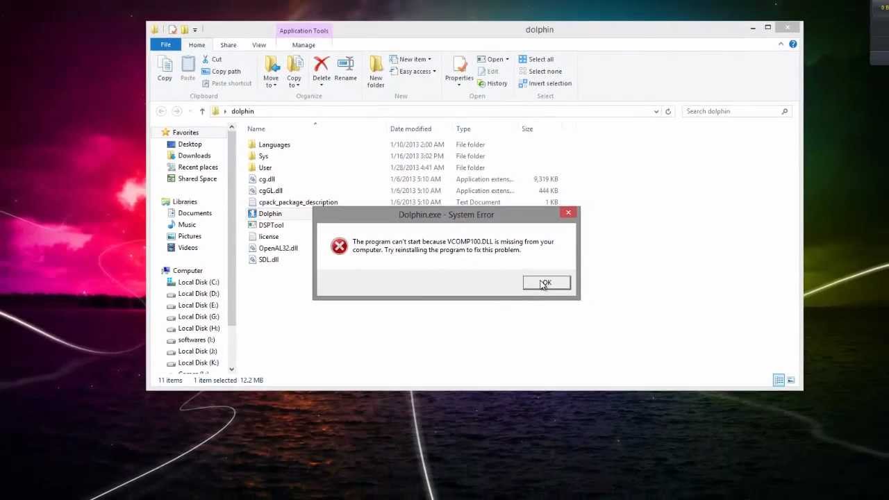 Dolphin emulator, vcomp100.dll missing solution - YouTube