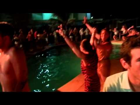 me and lauren jumpin in the pool fully clothed on a night out - mexicooo