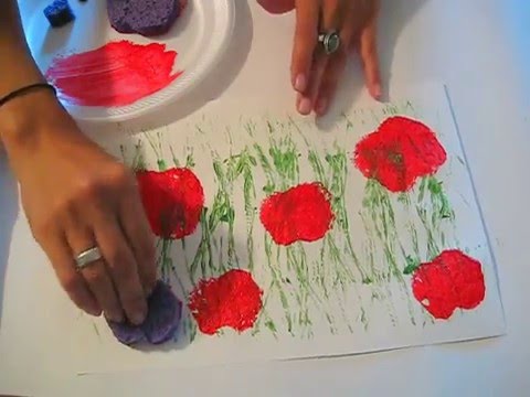 Poppy Field Printing: A Toddler/Preschool Art Lesson - YouTube