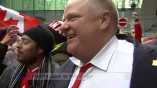 Mayor Ford crashes into fire hydrant following Team Canada win