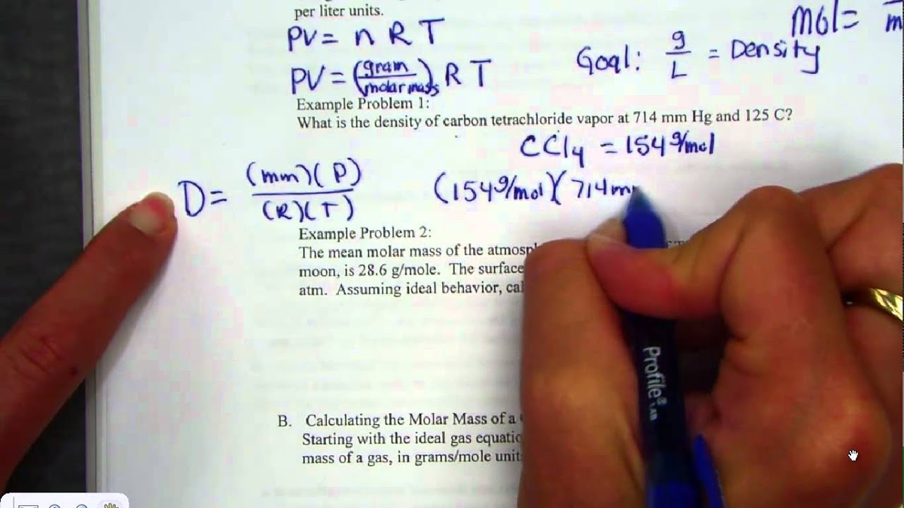 IDEAL GAS LAW PROBLEMS ideal gas law problems: