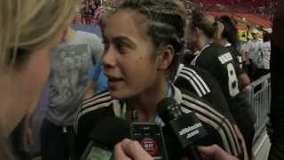 Huriana Manuel talks after winning the 2013 Sevens World Championship in Moscow