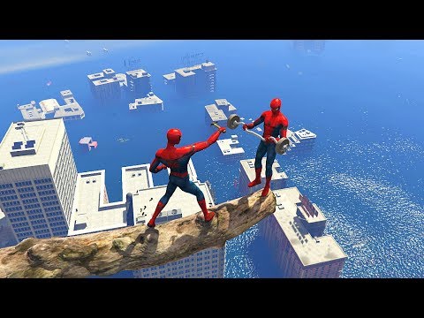 GTA 5 Water Ragdolls SPIDERMAN Flooded Los Santos (Euphoria Physics, Ragdolls, Fails, Funny Moments)
