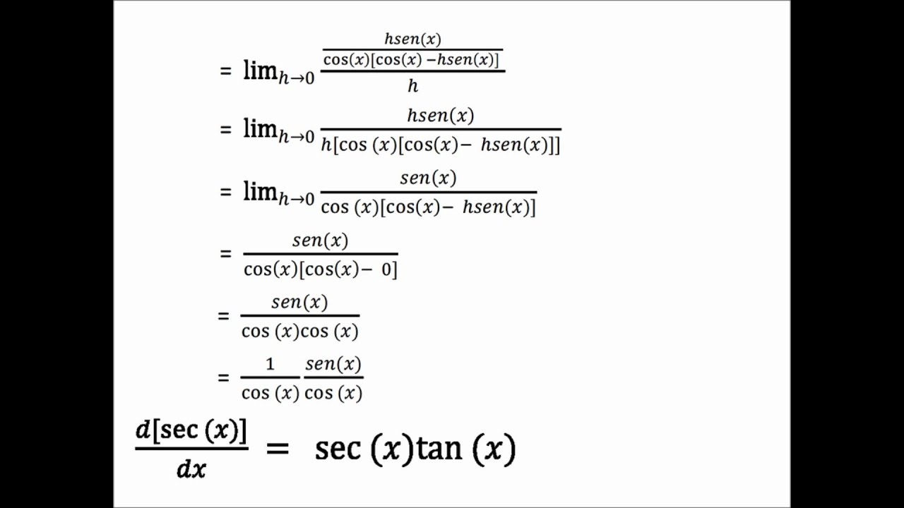 Derivadas De Funciones Trigonométricas Por Definiciónwmv Youtube 5777