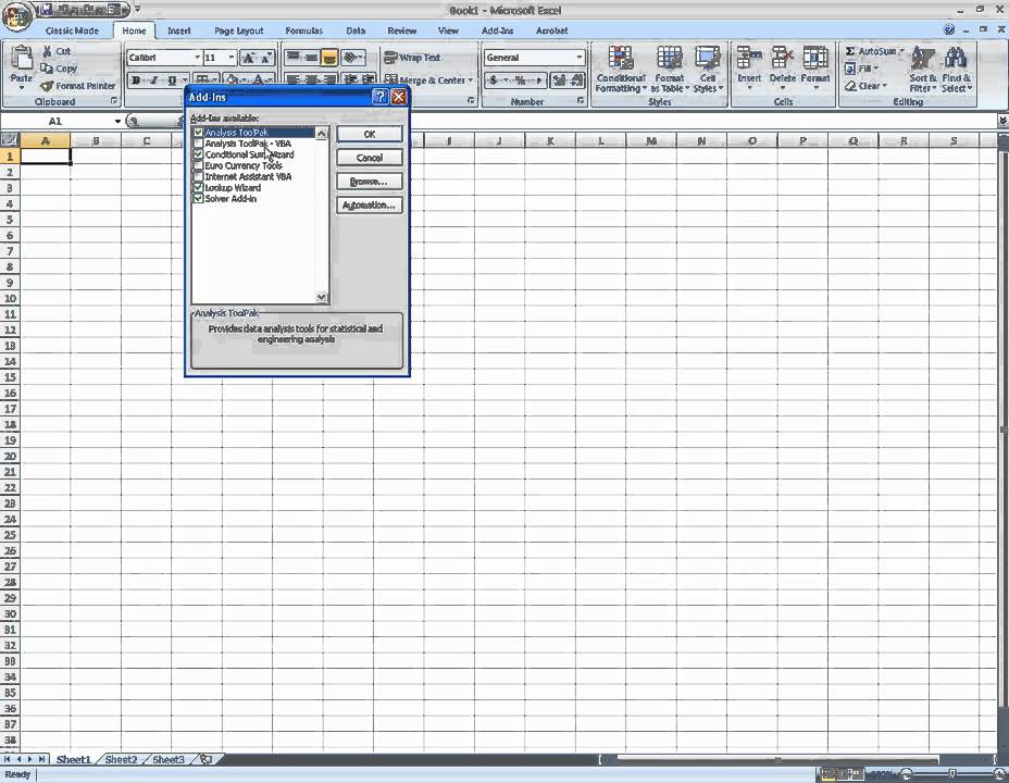 ... the Microsoft Excel (2007) Data Analysis ToolPak Add in - YouTube