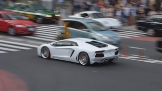 爆音を響かせるアヴェンタドールとフェラーリ。Lamborghini Aventador,Gallardo,Murciélago & Ferrari Enzo,458,F430