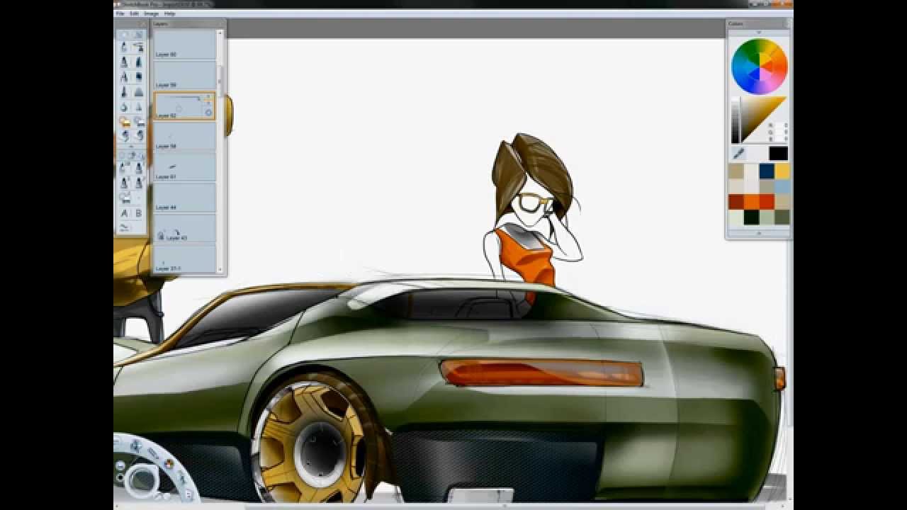 SketchBook Pro - Assymetric Car Speed Painting - YouTube