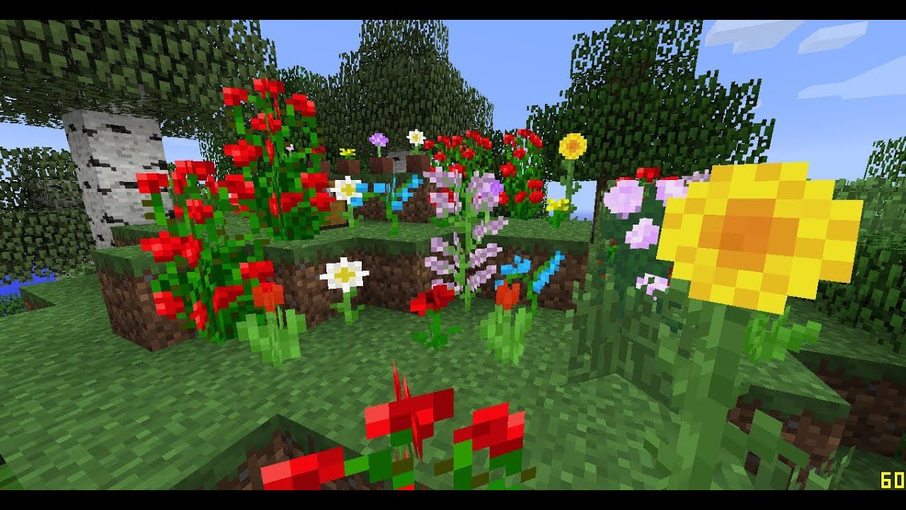 Minecraft 1.7 Flowers Rose Bush, Sunflower, Peony Flower, Tulips