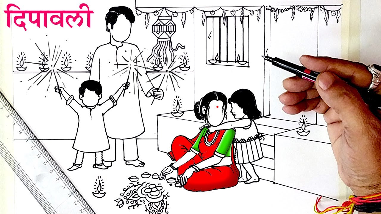 Get Indian Festival Drawing Competition Diwali Drawing Easy With Colour Gif