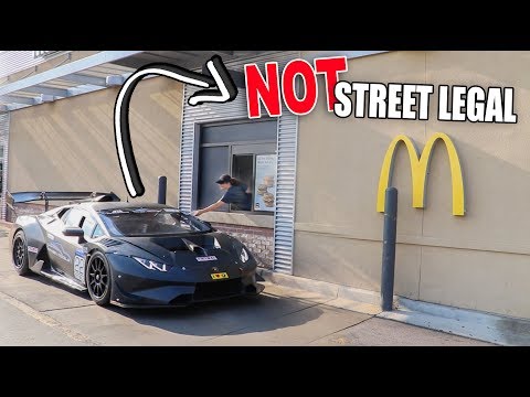 DRIVE THRU IN $1,000,000 LAMBORGHINI RACE CAR! (FUNNY REACTIONS)