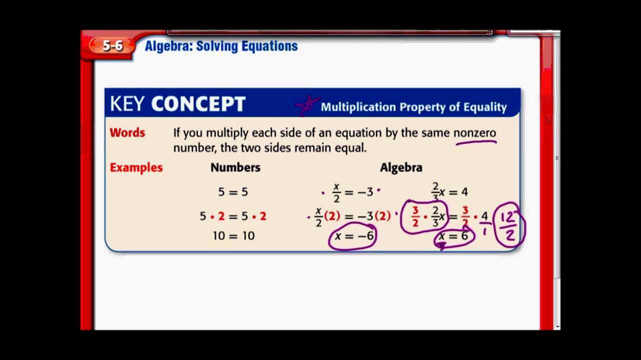 Algebra: Solving Equations, Chapter 5 Lesson 6, 7th Grade Math - YouTube