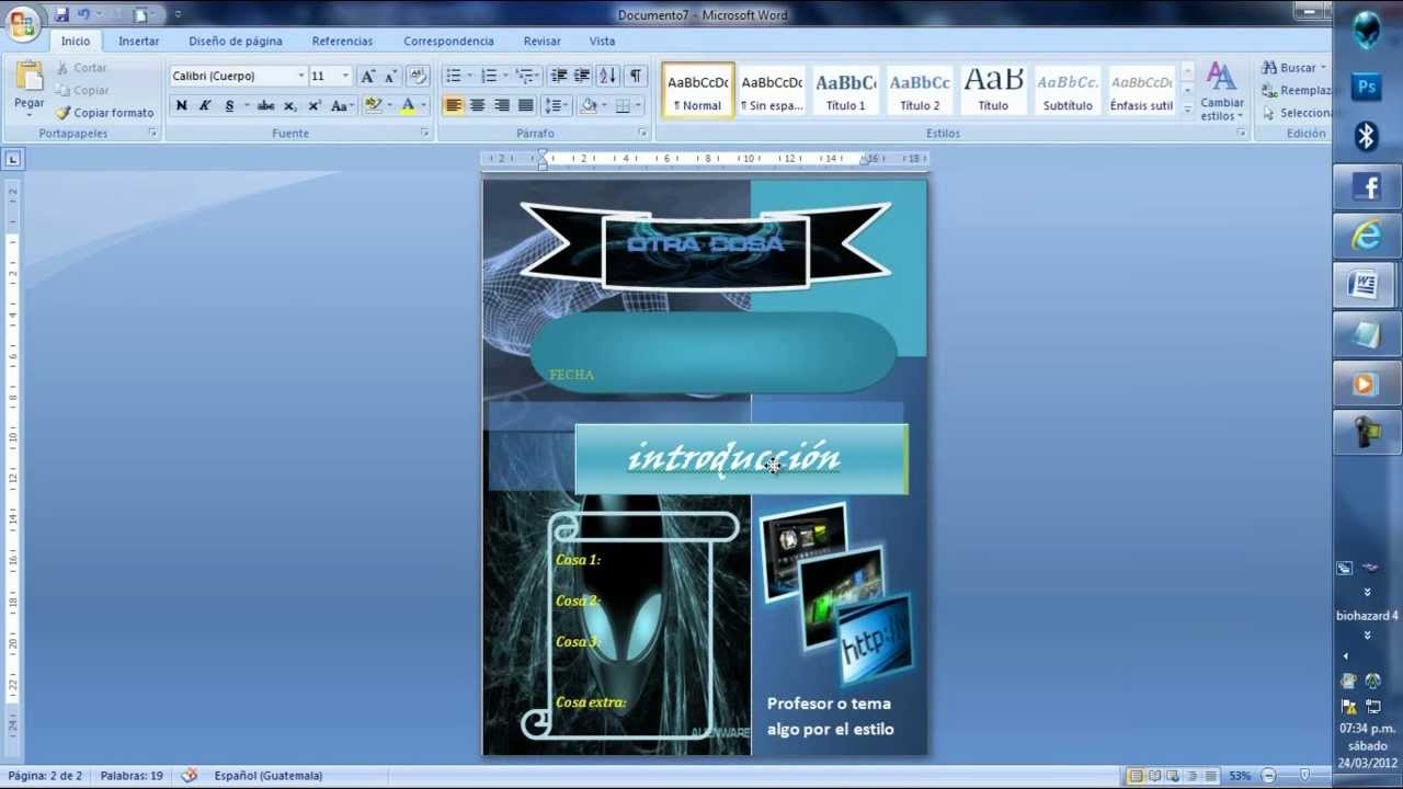 crea portadas con microsoft word bien chidas 2012 - YouTube