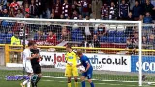 Hearts football fan falls over barrier at Premiership match