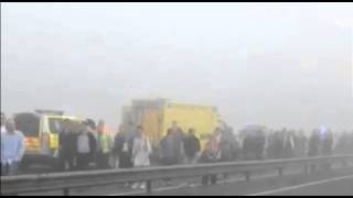 100 vehicles crash in thick fog