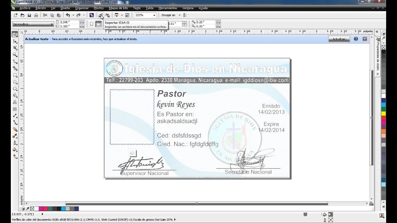 hacer carnet en corel draw x6 - YouTube