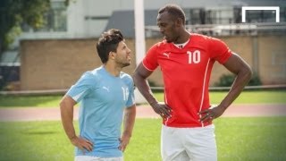 Usain Bolt speeds up Aguero ahead of Manchester derby