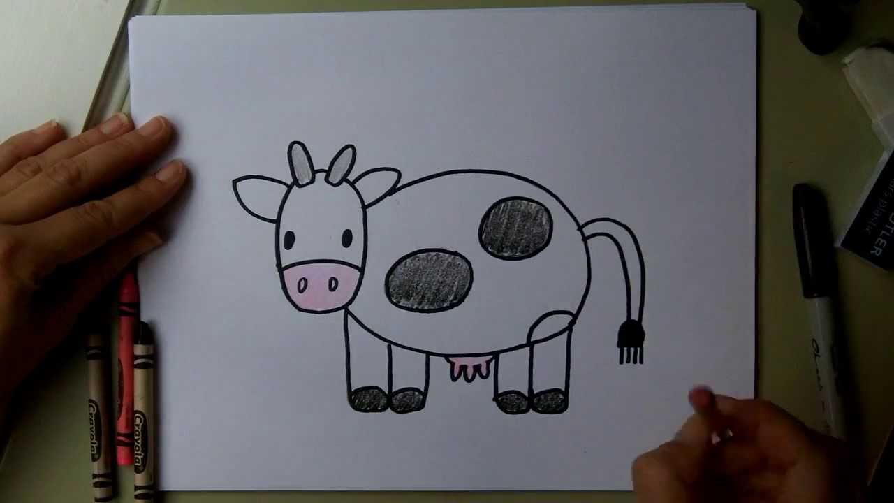 How to Draw a Cow - Cartoon Drawing Tutorial - for kids and adults