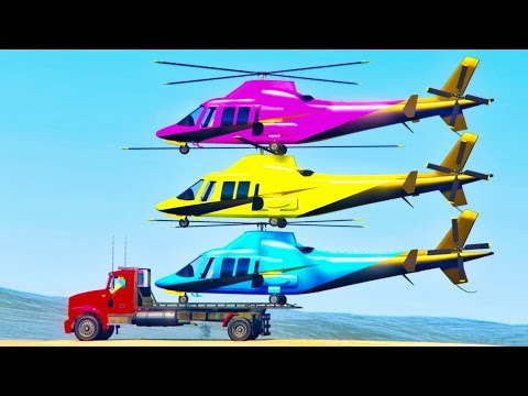 FUN HELICOPTER on Truck Cars Cartoon Children & Colors for Kids Nursery Rhymes