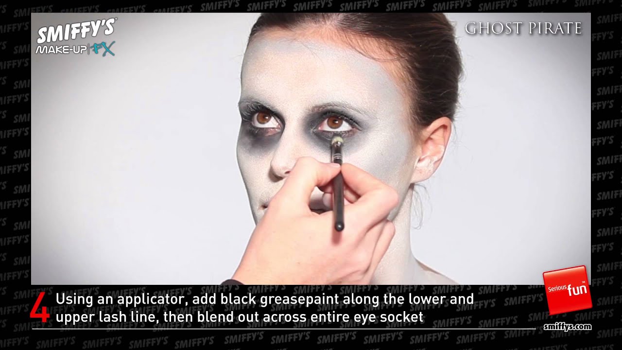 Ghost Pirate Face Painting Make-up Tutorial - YouTube