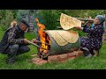  Traditional Lavash Bread Baking Bread on a Barrel Over Wood Fire