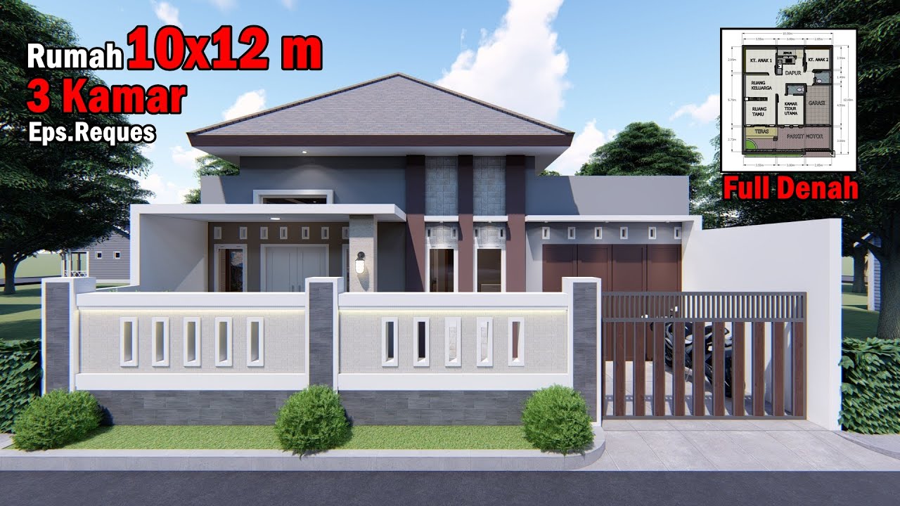 Rumah 10 X 12 M Satu Lantai Dengan 3 Kamar Di Pedesaan L Mewah