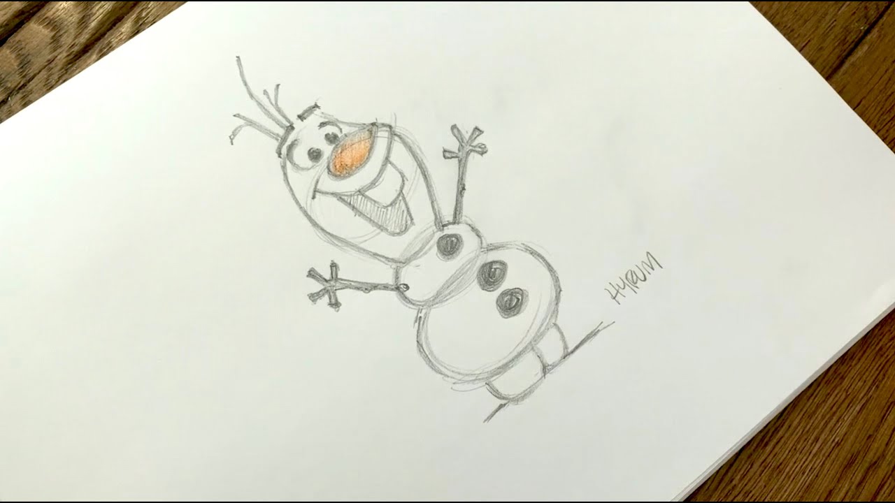 Снеговик из холодного сердца рисунок карандашом