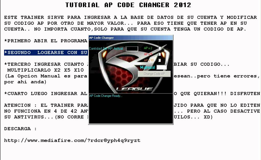 S4 LEAGUE AP CODE CHANGER HACK 2012 - YouTube