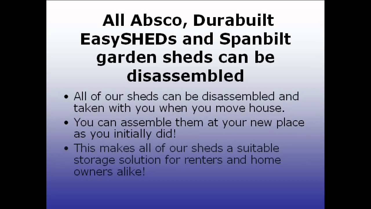 Can You Disassemble And Take Your Shed With You When You 