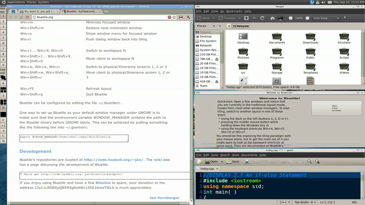Bluetile - Tiling Window Manager for GNOME - Ubuntu 10.10 - YouTube