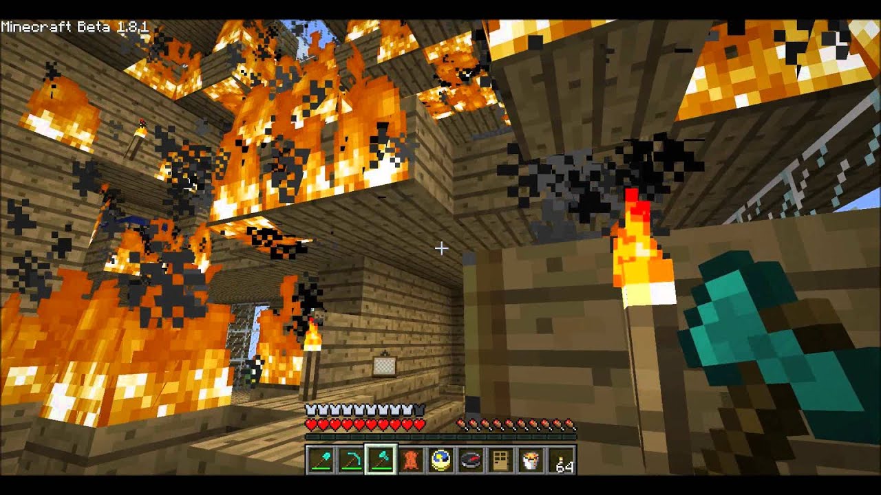 My minecraft house on FIRE! YouTube