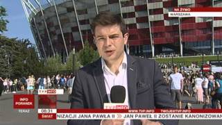 Tłumy wiernych przybyły na  spotkanie „Jezus na Stadionie" (TVP Info, 06.07.2013)