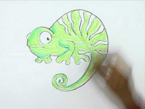 How to Draw a Cartoon Chameleon - YouTube