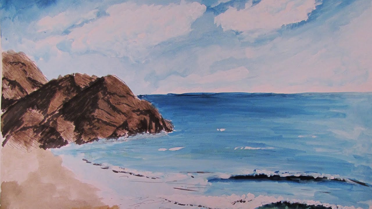 How To Paint a Realistic Watercolor Beach Scene - YouTube