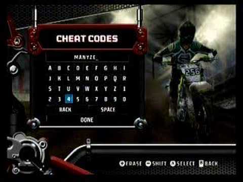 mx vs atv cheats code