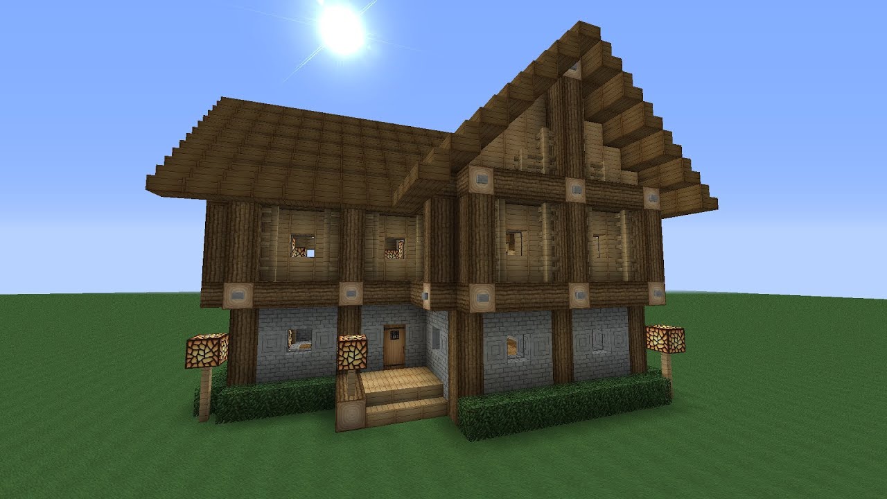 Detailed Advanced 2 Story Wooden House Minecraft Tutorial - YouTube