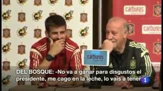 Un micro caza a Piqué desvelando el fichaje de Cesc por el Chelsea  a Vicente del Bosque