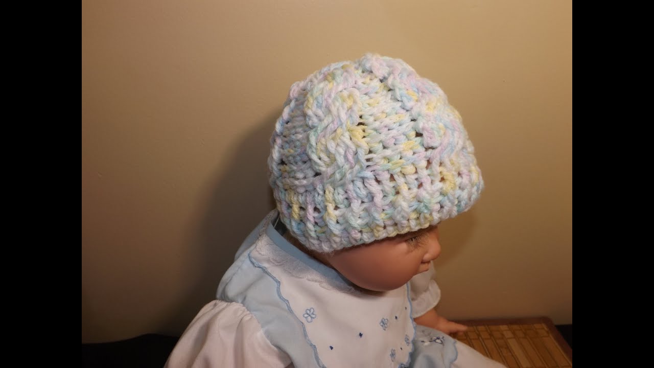 Crochet Cable Baby Hat - YouTube